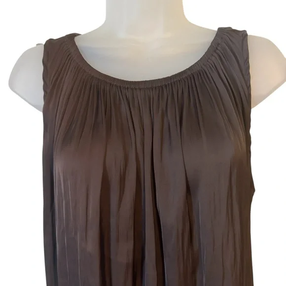 LOFT Women's Elegant Chocolate Brown Sleeveless Blouse LARGE      #X - Picture 2 of 7
